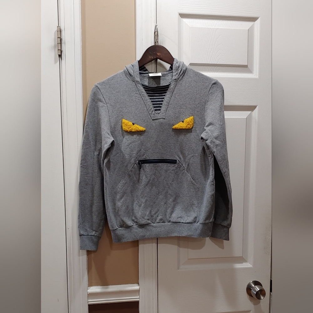 Fendi Gray Hoodie with Yellow Accents